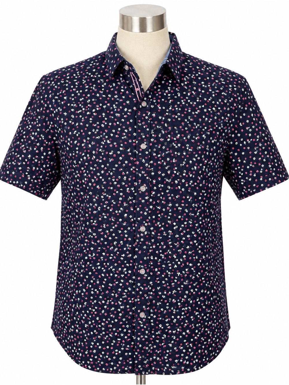 Across The Pond Men’s Medium Navy Floral Short Sleeve Button Down Shirt